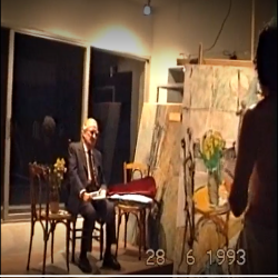 Ο Κώστας Λούστας ζωγραφίζει τον Νίκο Νικολαΐδη